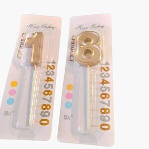 Gold Number 18 Birthday Cake Candle Set